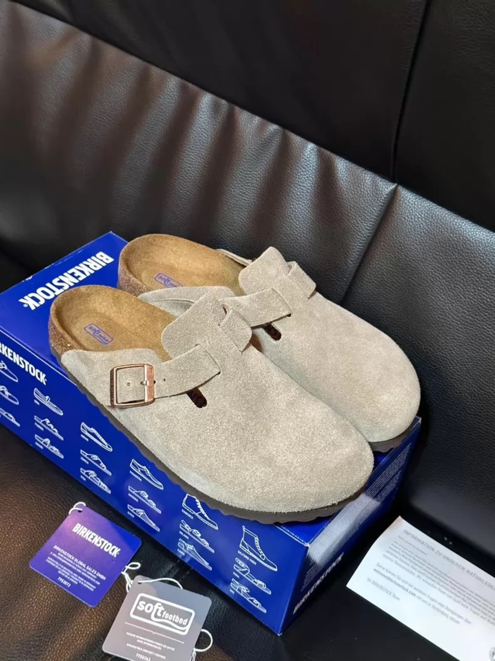 BIRKENSTOCK Boston taupe suede mule clogs
